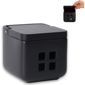 Eryi-Pot De Conservation D'ail En Céramique Avec Couvercle En Bois De Bambou - Idéal Pour Le Rangement Et La Conservation De L'ail, Oignon Et Échalote - 11,5x11,5x11,5 Cm - Tous Noir Mat - Neuf