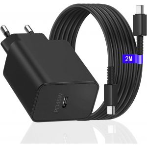 Loc-45W Super Chargeur Prise Usb C Pour Samsung Galaxy S24+/S23/S22/S21/S20/S10/S9/S8/Ultra/Note/A73/A54/A53/A13/Tablet,Chargeur Bloc Rapide Avec C&acirc;ble De Charge Type-C Vers C 2M 5A,Adaptateur Secteur Pd - Neuf
