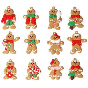 12pcs Homme de pain d'&eacute;pice Ornements Compatible Avec Arbre de No&euml;l Assortis en Plastique de pain d'&eacute;pice Figurines Ornements NIUNIU - Neuf