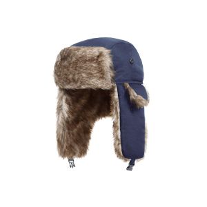 Bonnet D'hiver En Fausse Fourrure Style Western - Coupe-Vent, Cache-Oreilles Ajustables, Bleu Marine - Neuf