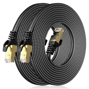 ERYI-Cat 8 Câble Ethernet 3 Mètre (2 Pièces), 40Gbps/2000Mhz Haut Débit S/Ftp Cable Internet, Plat Tresse Rj45 Gigabit Cable Lan Pour Ps4/5, Ordinateur, Modem, Pc, Tv - Neuf