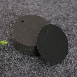 (Noir) 100PCS Étiquettes en Papier Kraft Étiquette Cadeaux-Étiquette Ronde 5x5cm Kraft Étiquettes Étiquettes de Mariage avec Ficelle pour Dragees Noël Anniversaire Communion - Neuf