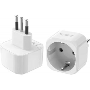 ERYI-Pack De 2 Adaptateurs De Voyage Ue Vers Italie, Adaptateur De Prise De Voyage Ue/De Vers It 2 Pièces,Prise De Voyage Type L, Adaptateur De Prise Italie Pour Italie Chili Maldives - Neuf