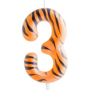 Chenquansarl-Bougie D'anniversaire En Forme De Tigre En Forme De Chiffre 3 - Motif Animal De La Jungle - Pour Garçons Et Filles - Décoration De Fête D'anniversaire - Cadeaux D'anniversaire - Neuf