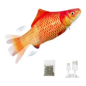 Jouet Interactif Pour Chat En Forme De Poisson Flottant - Kicker Réaliste De 10,5 Pouces Avec Capteur De Mouvement Et Herbe À Chat, Rechargeable Par Usb Pour Un Temps De Jeu Sans Fin - Neuf