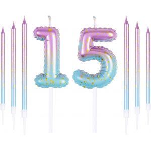 ERYI-Lot De 15 Bougies D'Anniversaire Colorées Parfaites Pour Les 15E Anniversaires Et Les Occasions Spéciales - Neuf