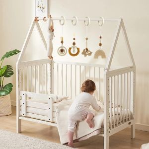 Subzonal-Arche Portique Deveil Eveil Bebe Bois Arche De Jeux Bébé Jouet Poussette 4 Pièces Jouet A Suspendre Bebe Arches De Jeu Pour Jeux Nouveau Né En Bois Pour Siège De Bébé Landau (Marron) - Neuf