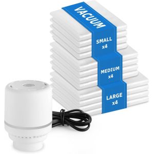 JEXNOVASHOP-Flintronic Sac Sous Vide Vetement Aspirateur avec Pompe &Eacute;lectrique, 12 Pi&egrave;ces Sac Rangement Sous Vide (4L, 4M, 4S), Housses de Rangement Voyages R&eacute;utilisables pour D&eacute;m&eacute;nager, V&ecirc;tements, L - Neuf