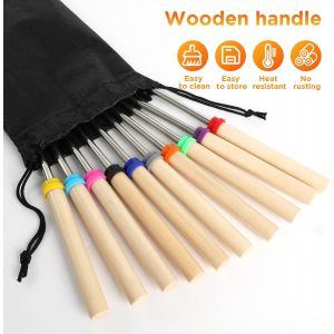 ASFASFq-Lot de 10 brochettes télescopiques pour barbecue - En acier inoxydable - Pour feu de camp - Pour barbecue de camping, fête de jardin - Neuf