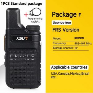 KSUN X-M6 Mini Radio bidirectionnelle FRS PMR 446 talkie-walkie professionnel Portable petits Radios Comunicador émetteur-récepteur Station 1 ou 2 - Type Package F FRS Cable - Neuf