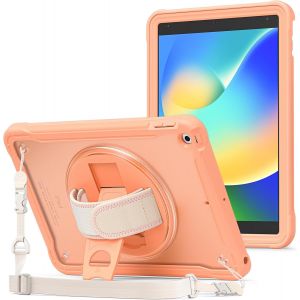 Étui Antichoc Pour Ipad 10.2"", Ipad 9, Ipad 8, Ipad 7, A2602 A2603 A2604 A2605 A2270 A2428 A2429 A2430 A2197 A2198 A2200, Housse Dos Semi-Transparent, Avec Bandoulière Réglable -Orange - Neuf