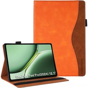 KAL-Coque Pour Oneplus Pad Pro 12,1 Pouces &Eacute;tui Housse De Protection En Cuir Pu Avec Poche De Document Pour Tablette Oneplus Pad Pro Tablette 2024, Orange - Neuf