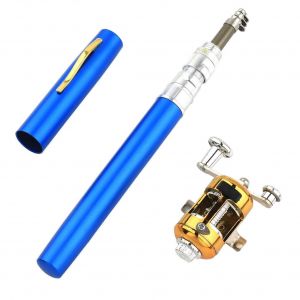 Canne &Agrave; P&ecirc;che T&eacute;lescopique Portable Mini Haute Performance De 140 Cm (55 Pouces) En Acier Et Fibre De Verre, Antirouille, Ratio De R&eacute;cup&eacute;ration 2.1:1, D&eacute;tachable, Bleue. - Neuf