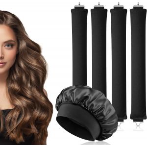 KAL-Set Boucles Sans Chaleur, 4Pcs Headband Hair Curler Avec Bonnet Satin, Bigoudi Boucle Cheveux De Sommeil Doux, Boudin Cheveux Boucle Sans Chaleur, Bigoudis Cheveux Pour Tous Les Types De Cheveux - Neuf