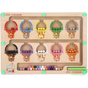 ERYI-Labyrinthe Magnetique, Jeux Montessori 2 3 4 5 Ans En Bois Pour Associer Les Couleurs, Jouets Pour La Motricité Fine, Tableaux De Tri Pour L'Apprentissage De L'Association Des Couleurs Et Du Com - Neuf