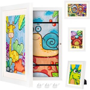Fchhk-1 Pièces Cadre Dessin Enfant A4, Ouverture Frontale Cadres Photo D'art Pour Eenfants Interchangeable, Cadre Decoration Murale Rangement Dessin (Blanc) - Neuf