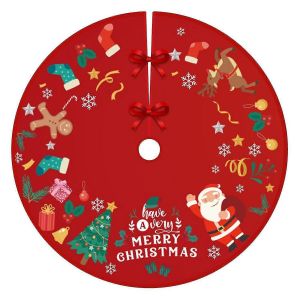 D&eacute;corations de No&euml;l, jupe de sapin imprim&eacute;e, d&eacute;coration de sapin de No&euml;l pour la maison - Neuf