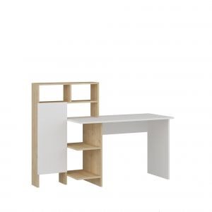 Bureau en bois "Bugra" - 60 x 70 x 73 cm - Blanc, Ch&ecirc;ne - Neuf