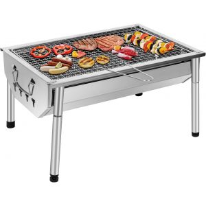Ulteronixshop-Barbecue Charbon de Bois INOX Ajustable Barbecue D&eacute;montable en Acier Portable BBQ Exterieur Grille sur Pied pour Jardin Pique-Nique Camping - Neuf