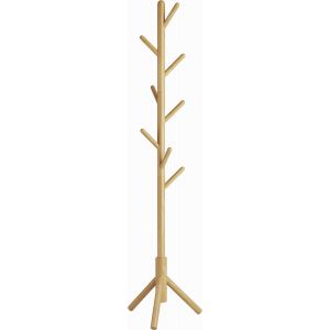 SUBZONAL-Portemanteau en Bois, Portant &agrave; V&ecirc;tements avec 8 Crochets, Portemanteau sur Pieds, Assemblage Facile, pour Chapeau, V&ecirc;tements, Sac &agrave; Main, Foulards, parapluie Couleur Bois HRF-1193 - Neuf