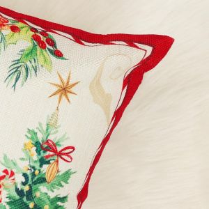 CAUC-Housse de Coussin Noël Arbre de Noël Chaussettes Sainte 30 x 50 cm Décoratif Taie d'oreiller pour Canapé Salon Chambre Chaise Jardin Maison Décoration 2 Pièces - Neuf