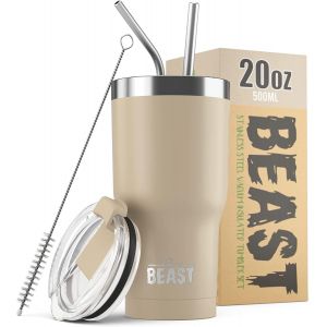 Beast Tasse Thermique De Voyage &iquest; 300 Ml I Arc-En-Ciel I Double Paroi Inox Caf&eacute; Isol&eacute; I Avec 2 Pailles S Et Brosse &Agrave; Dents De Nettoyage I Id&eacute;al Pour Caf&eacute; Froid Ou - Neuf