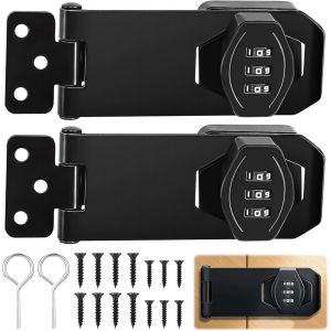 SEPT-2 PCS Moraillon de S&eacute;curit&eacute; Verrouillable, Mot de passe &agrave; 3 Chiffres Combinaison Moraillon, Inox Moraillon Exterieur pour Armoire/Petite Porte/Penderie - Neuf