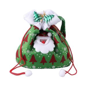 Tissu R&eacute;utilisable Sacs De Bonbons De No&euml;l Santa Claus Cordon De Serrage Cadeau Traiter Le Sac De Sac De Goodie Poche Bonbon Sucr&eacute; De No&euml;l De Stockage De Sac &Agrave; Main De D&eacute;corations De No&euml;l Hom - Neuf