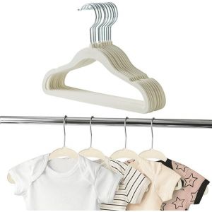 Letnerny-Lot De 10 Cintres Antid&eacute;rapants En Velours Pour B&eacute;b&eacute;s, Nourrissons Et Tout-Petits, Ultra Fins Et Peu Encombrants, Pour Manteaux, Vestes, Chem S, Robes, Pantalons (Blanc Cass&eacute;) - Neuf
