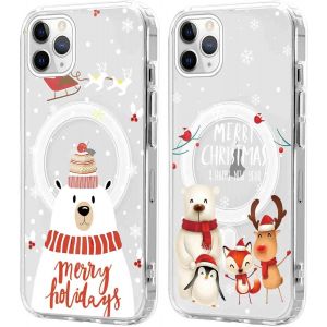 SJZG-2 Pi&egrave;ces No&euml;l Coque Magn&eacute;tique Pour Iphone 11 Pro Max 6,5'', Etui En Motif Dessin Cadeau De No&euml;l Compatible Avec Magsafe, Housse Christmas Silicone Bumper Cover Pour Iphone 11 Pro Max, No&euml;l 03 - Neuf