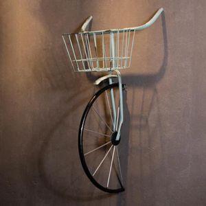 D&eacute;cor De Cycle R&eacute;tro Avec Panier Conception Murale Durable Durable Facile &Agrave; Utiliser Pour Le Caf&eacute; &Agrave; La Maison Bleu - Neuf