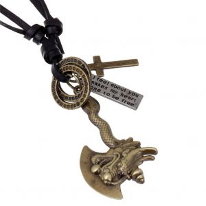 Pendentif Unisexe Tendance En Alliage De Cuir De Vache Synthetique, Collier Reglable Fait Main (Pendentif Hache) - Neuf