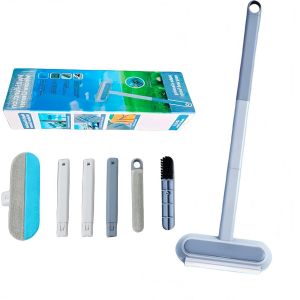 asas456-Raclette À Vitre Professionnelle,Brosse Multifonctionnelle Pour Animaux De Compagnie,Lave-Vitre Avec Raclette Silicone Et Brosse Microfibre,Raclette Vitre Pour Douche,Salle De Bain,Voiture - Neuf
