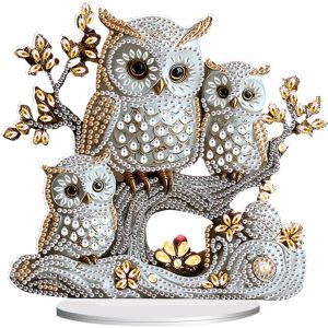 Ayuhr-Diamond Painting Ornements Diamant Peinture Ornements Diamant Peinture Broderie Point De Croix Art Table Décoration Salon Chambre Cadeau (Hibou, Famille De Hiboux, Chouette Neige, Animaux - Neuf