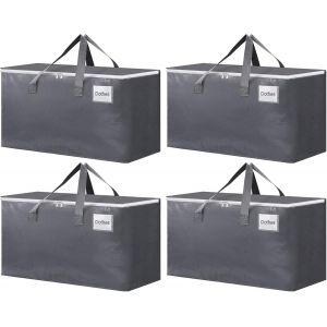 Lot De 4 Grands Sacs De Rangement, 93 L, Avec Fermeture &Eacute;clair Et Poign&eacute;e, Imperm&eacute;ables, Pour D&eacute;m&eacute;nagement Et Rangement Des V&ecirc;tements, Gris - Neuf
