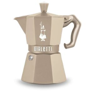 Cafetiere Italienne Bialetti Exclusive 6 Tasses Aluminium Creme Compatible Induction Avec Adaptateur - Neuf