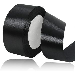 Ruban De Satin Noir 40 Mm X 22 M - Pour D&eacute;coration De Cadeau De Mariage, De Bapt&ecirc;me Et D'anniversaire - Neuf