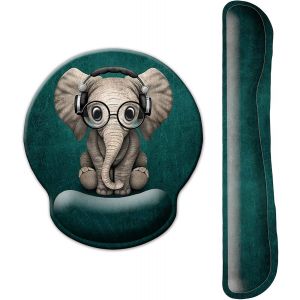 JGD-Tapis de souris de jeu avec support de poignet, support de poignet clavier et tapis de souris avec repose-poignet, base antid&eacute;rapante en polyur&eacute;thane, joli &eacute;l&eacute;phant - Neuf