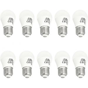 Kal-- Lot De 10 Ampoules Led Mini G45, Culot E27, 7 W, 630 Lumens Pour Plafonds, Systèmes D'éclairage, Appliques Décoratives, Lampes De Table (Blanc Chaud 3000 K, 10) - Neuf