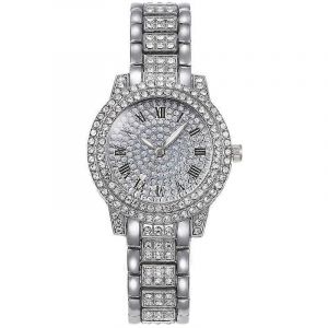 Montre &Agrave; Quartz &Eacute;l&eacute;gante Avec Diamants &Eacute;toil&eacute;s Scintillants Et Bracelet - Neuf