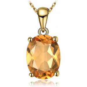 Kal-Magnifique Pendentif Naturelle Améthyste Péridot Grenat Citrine Topaze En Forme Ovale Goutte Une Chaîne Femme, Argent 925/ Plaqué Or Rose/Or Jaune, Ensemble Bijoux Collier Cadeau 45cm - Neuf