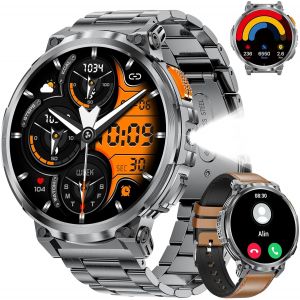 Montre Connect&eacute;e Homme Avec Appel Bluetooth/730Mah Batterie, 1.85"" Hd Grand &Eacute;cran Smartwatch Homme Avec Lampe Torche, 100+Sportifs, Podom&egrave;tre, Ip68 &Eacute;tanche Pour Android Ios, Marron - Neuf