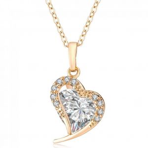 &Agrave; La Mode Femmes Dame Collier Coeur Forme Zircon Pendentif Cha&icirc;ne Collier Bijoux - Neuf