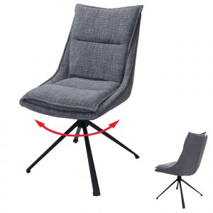 Chaise de salle &agrave; manger HWC-N71, chaise de cuisine, pivotante, tissu/textile (420g/m&sup2;) &Ouml;ko-Texgris - Neuf