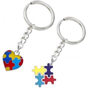 asas-2 Pcs Porte-Clés Puzzle Porte Clef Couple Keychain Pour Sac À Dos Cartable - Neuf