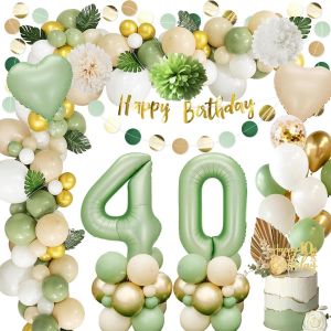 AYUHR-Decoration Anniversaire 50 ans,Décoration 50 ans Anniversaire Femme Homme, Ballon 50 ans Anniversaire de Fête en Vert Or,Deco 50 ans Ballon,Bannière Joyeux Anniversaire pour Deco Anniversaire 5 - Neuf