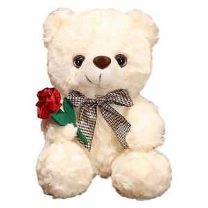 Poupée ours en peluche rose, cadeau de Saint-Valentin pour filles, jouet en peluche transfrontalier, poupée de chiffon-Blanc - Neuf