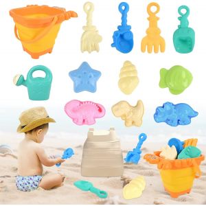 Mdy-Jouet De Plage Enfant, 12 Pièces Jeux De Plage Avec Seau Crabe Plage Pliant, Roue À Eau, Pelle Râteaux Moules, Glace Jeu De Plage Enfant Pour Bac A Sable Intérieur Extérieur (Jaune) - Neuf