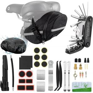 Letnerny-Kit Reparation Velo Complet - 16-En-1 Multifonction Avec Pompe Miniature & Anti-Crevaison, Outils Velo Tout-Terrain - Sac De Rangement Étanche Pour Hommes Et Cyclistes - Neuf