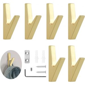 6PCS porte manteau mural,patere murale salle de bain pour cuisine,crochet salle de bain crochet salle de bain,bureau,placard,capacité de charge jusqu'à 20 kg Or - Neuf